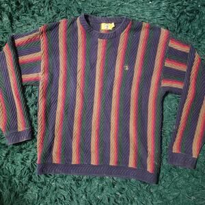 Vintage Duck Head Multicolor Striped Knit Sweater USA 90s Classic